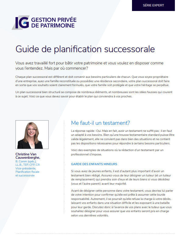 Guide de planification successorale